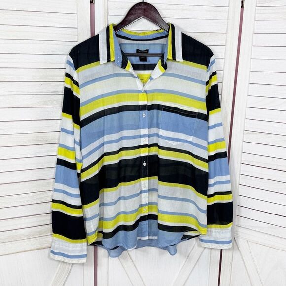 Ann Taylor Striped Long Sleeve Button Up Shirt Multicolor XL - Picture 6 of 10